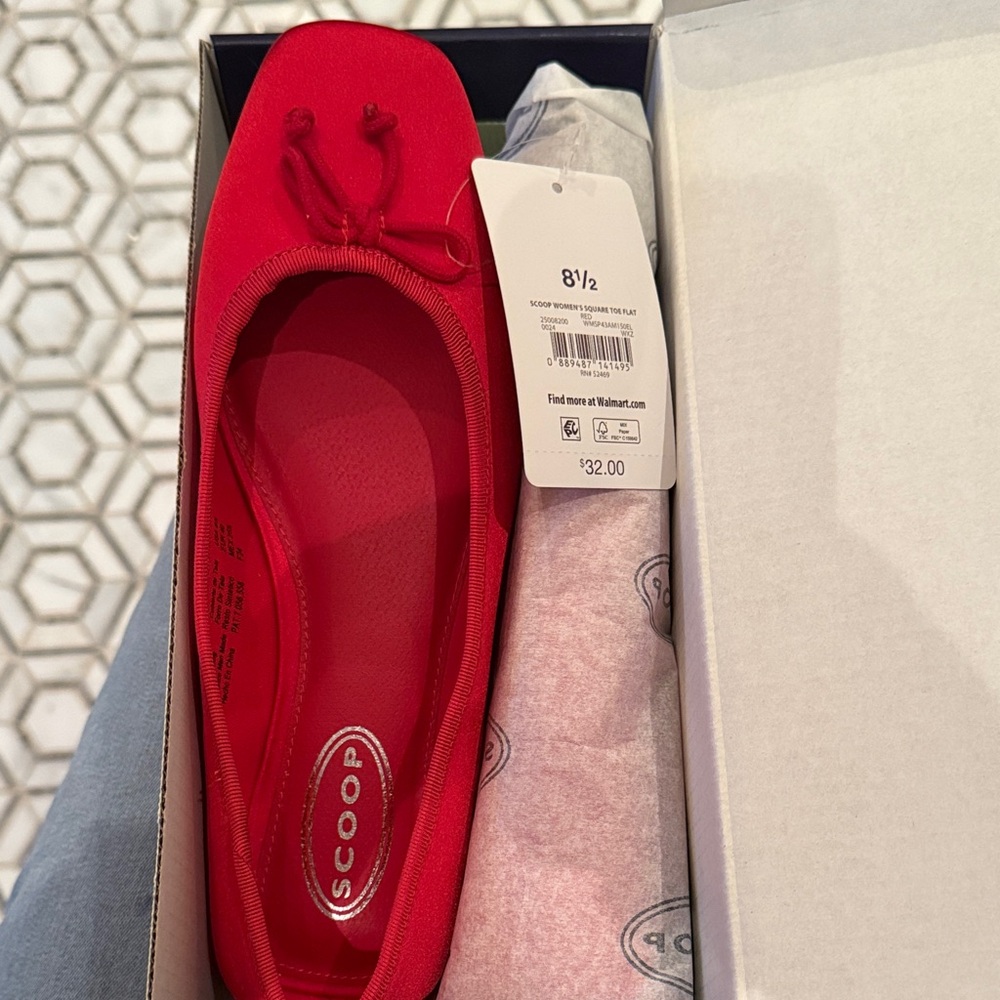 Women's Red Square Toe Flats